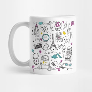 Around the World Travel Doodle - Travelling Mug